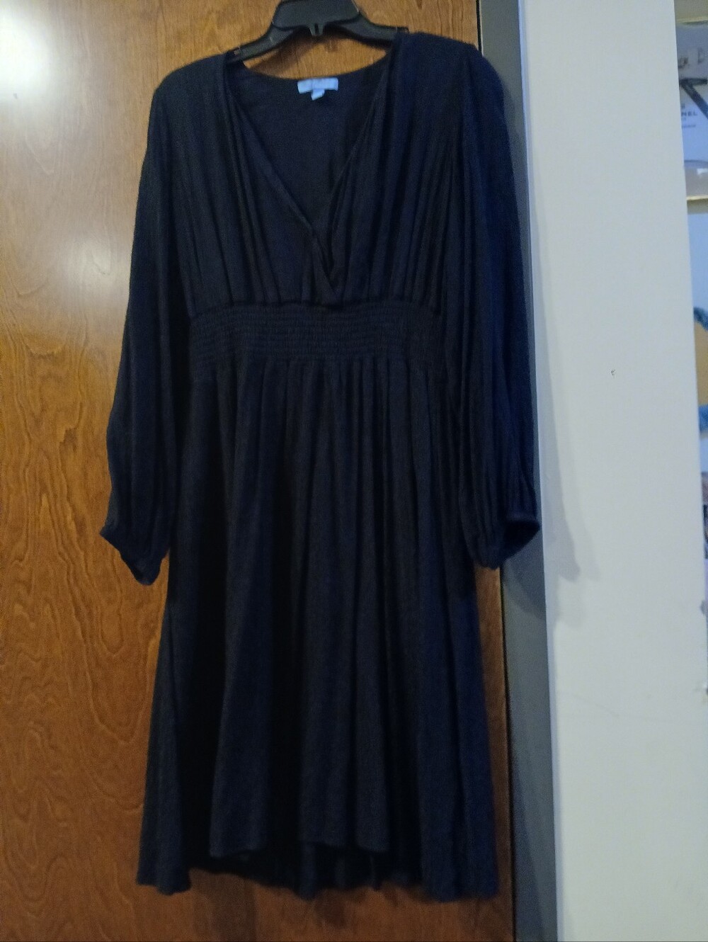 DRAPER JAMES black textured long sleeve maxi dress